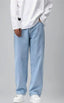 Icy Blue - Mens High Waist Wide Leg Jeans (Straight Fit Denim)