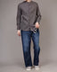 Dark Blue - Mens High Waist Wide Leg Jeans (Straight Fit Denim)