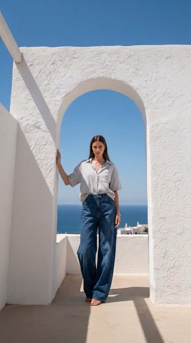 Womens Baggy Jeans - Dark Blue Main image