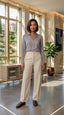 Womens Straight Pants - Cream