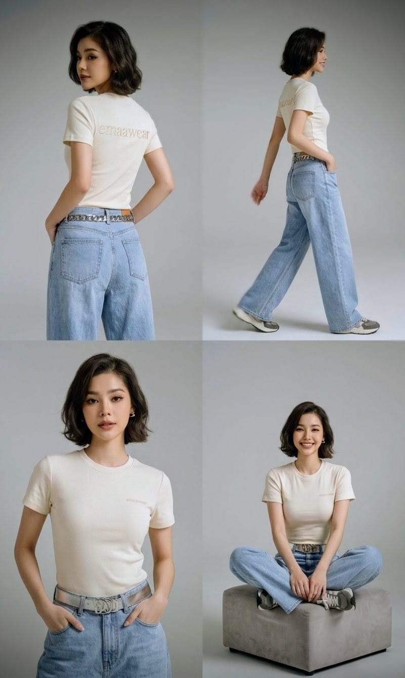 Icy Blue - High Waist Wide Leg Jeans (Straight Fit Denim)